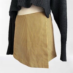 Showpo Yellow & Black Houndstooth Mini Skirt | Size AU10 / US6